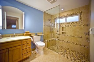 large walk in shower doorless shower
