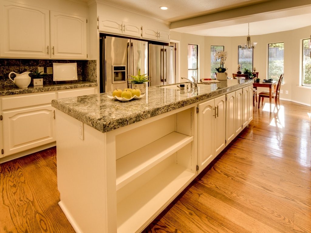 wall kitchen with island