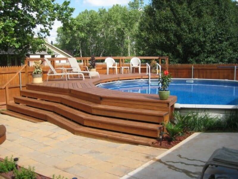 above ground pool in deck