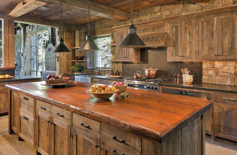 Antique Barn Wood Kitchen Cabinets With Wooden Table In Kitchen Island Motokowindlife