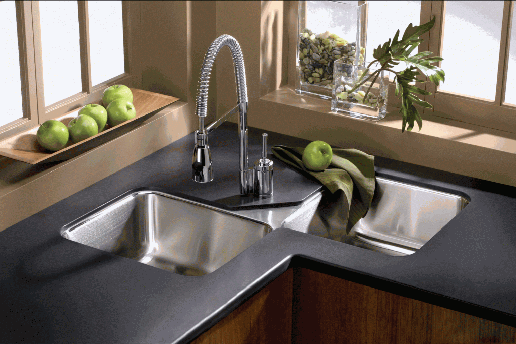 corner shaped kitchen sink