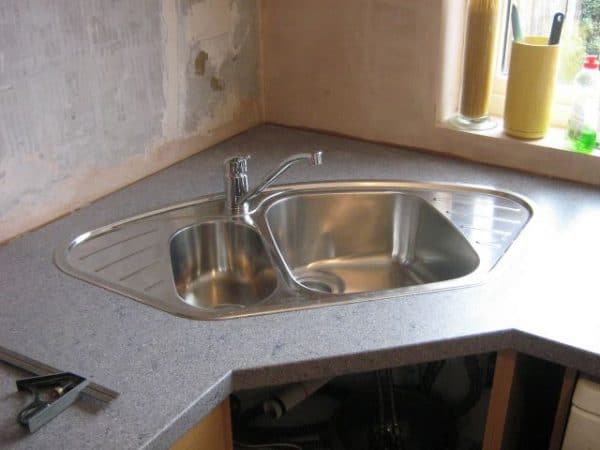 curved corner kitchen sink