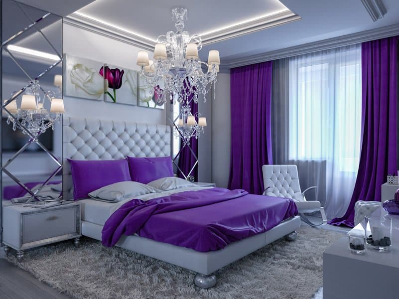 High Head Board Purple Bedroom