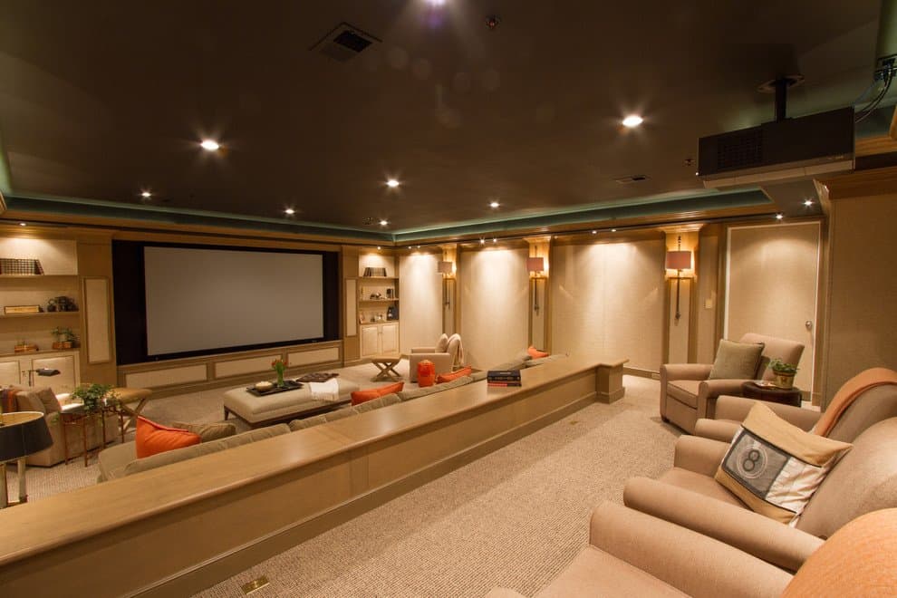 Home Theater Room Decor Home Theater Traditional With Beige Carpet Brown Ceiling Beeyoutifullife
