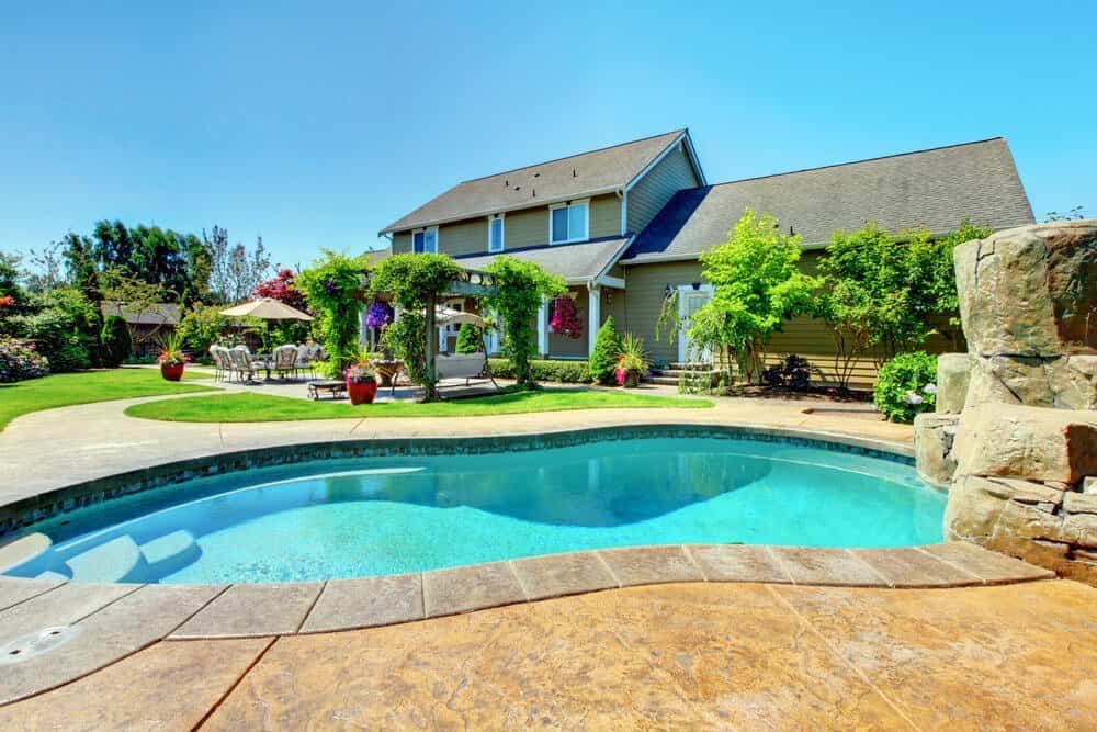 House with pool in backyard