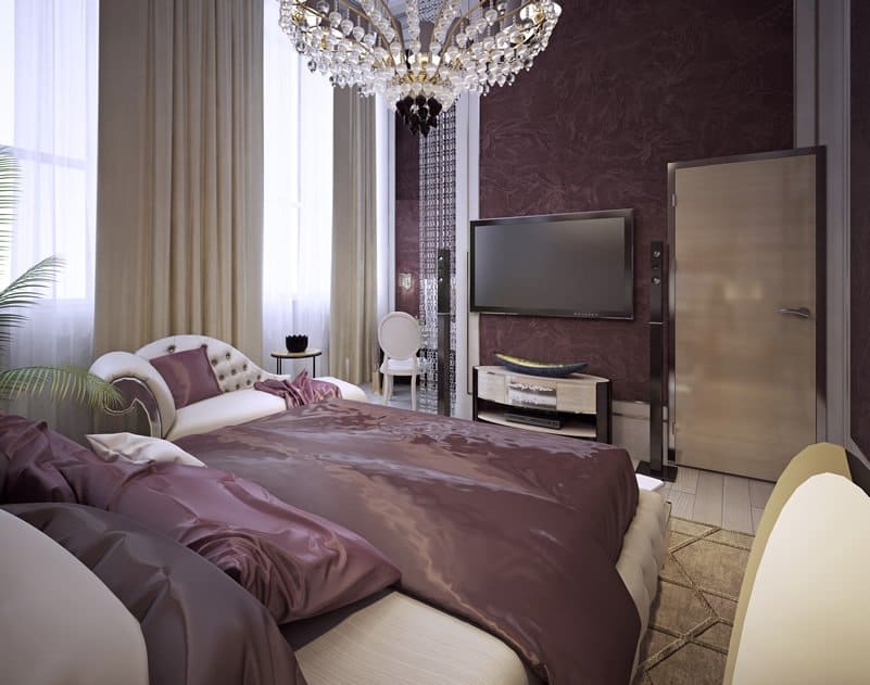 purple bedroom design for gentlemen