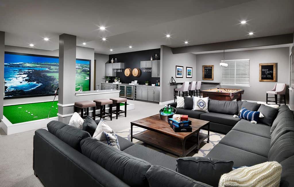 rec room with bar and cinema zillow