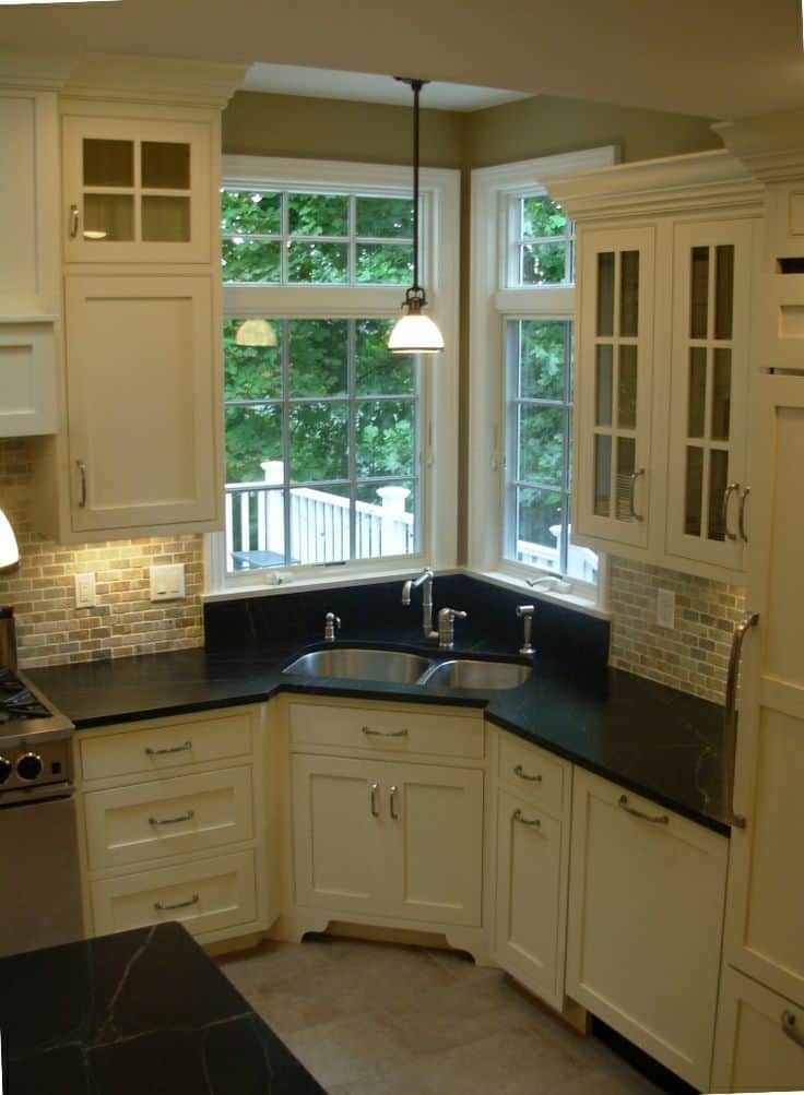 White Corner Kitchen Sink Ideas Image