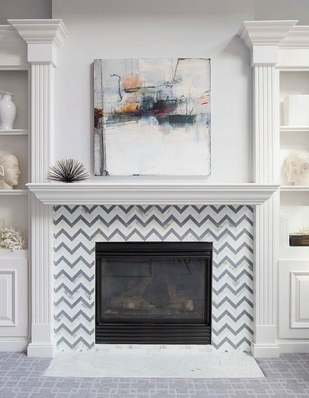 19 Stylish Fireplace Tile Ideas For, Subway Tile Fireplace Ideas