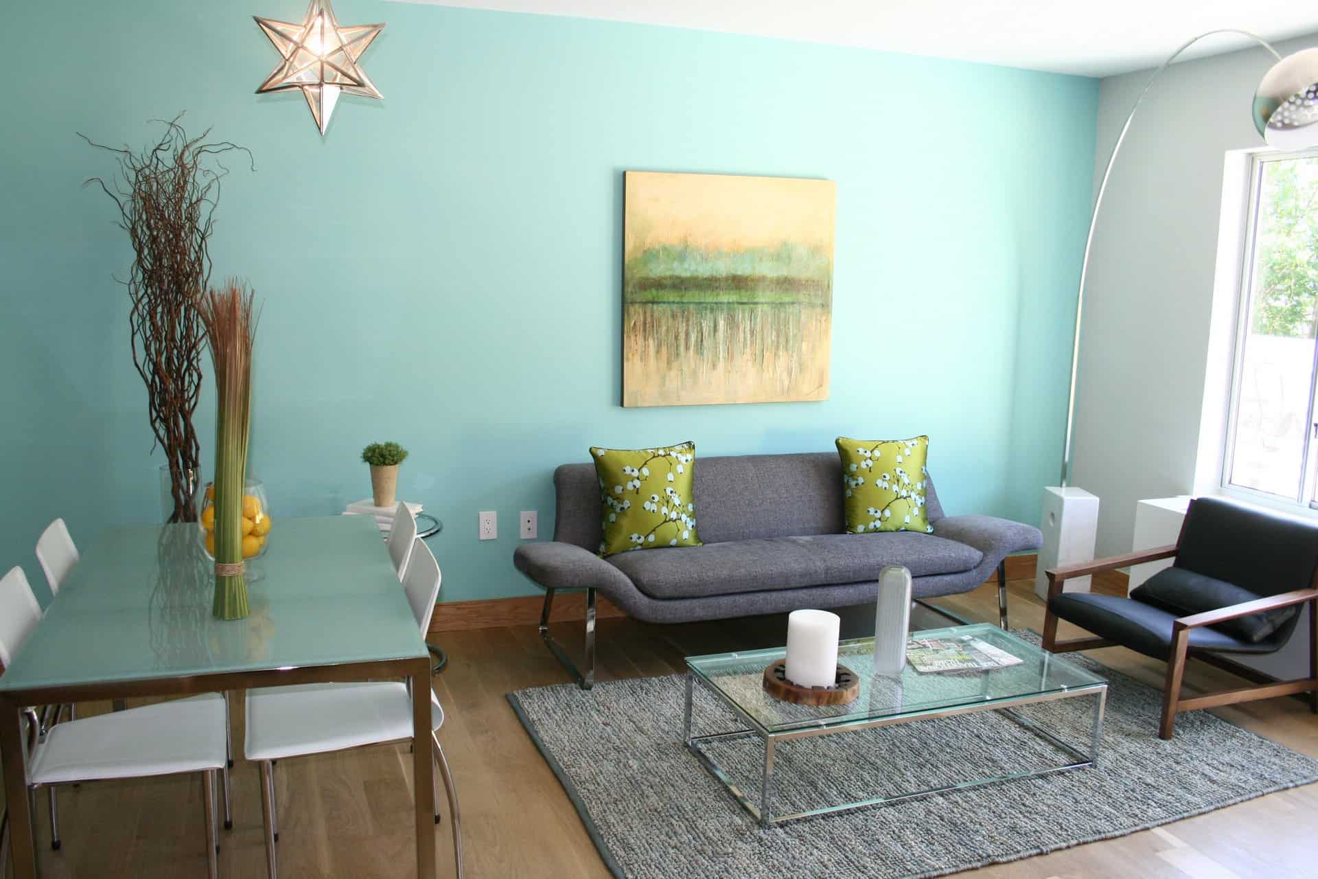 light turquoise walls living room