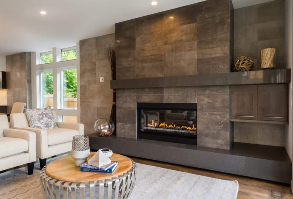 19 Stylish Fireplace Tile Ideas For, Contemporary Fireplace Tile