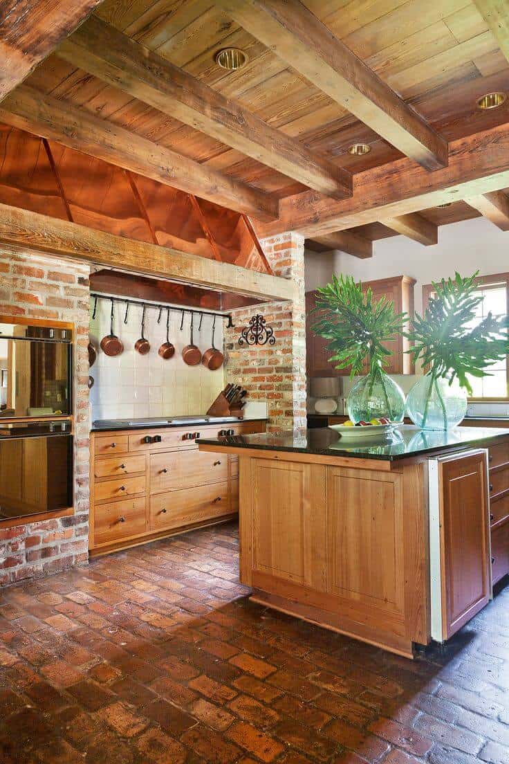 31 Modern And Traditional Spanish Style Kitchen Designs Brick Floor 
