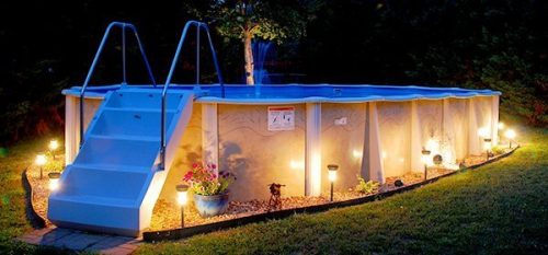 above ground pool deck lighting ideas