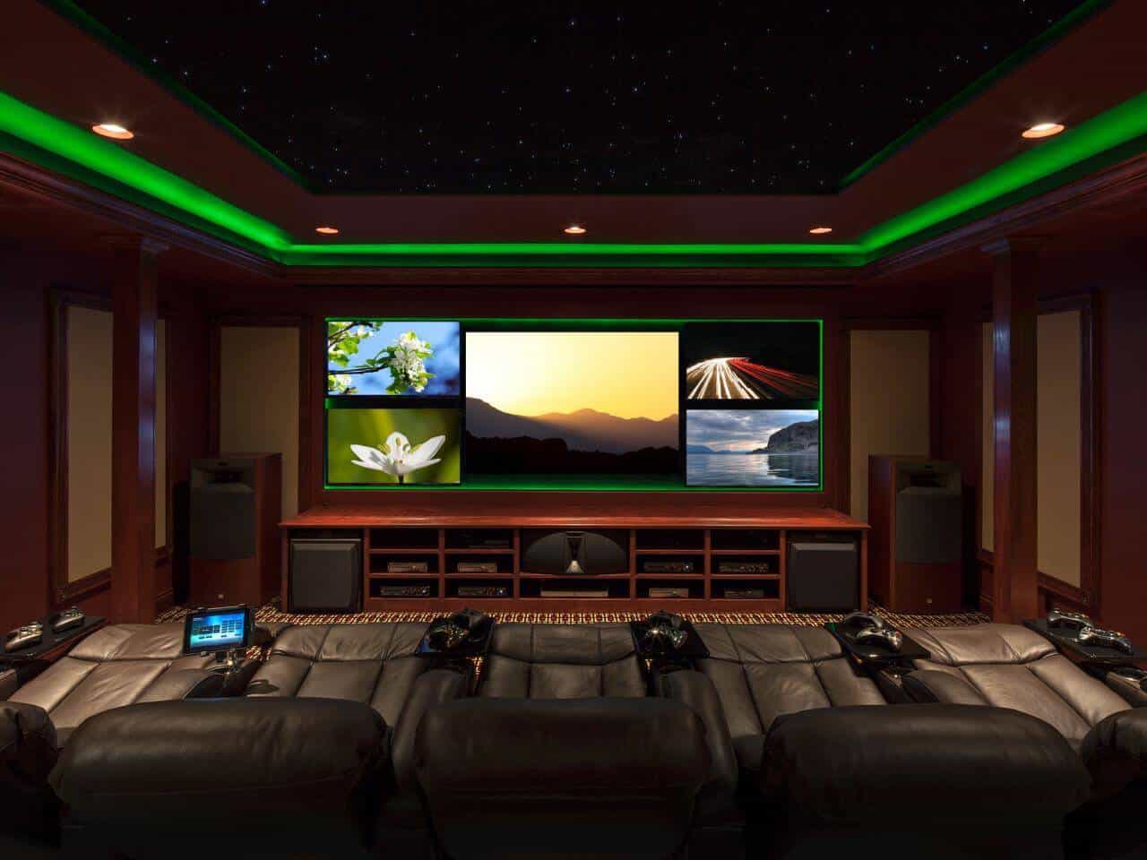 50+ Best Setup of Video Game Room Ideas [A Gamer's Guide] - 39 Green Ambient ViDeo Gamer Room Decor Homebnc