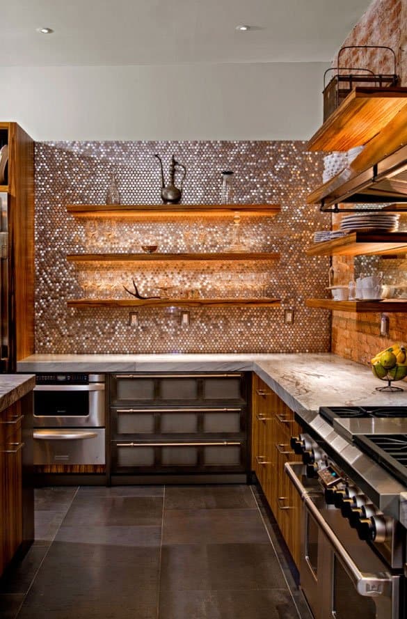 Mosaic Patterned Stainless Steel Kitchen Backsplash