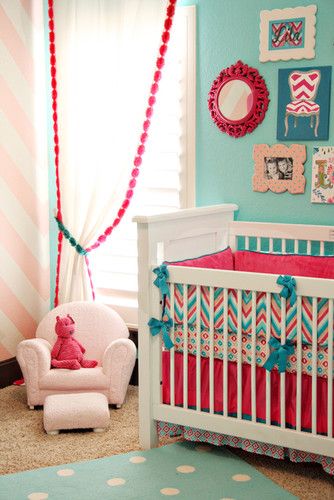 Blue Cyan Baby Girl Nursery Room Ideas