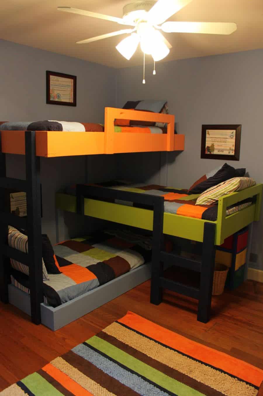 colorful triple bunk beds ideas