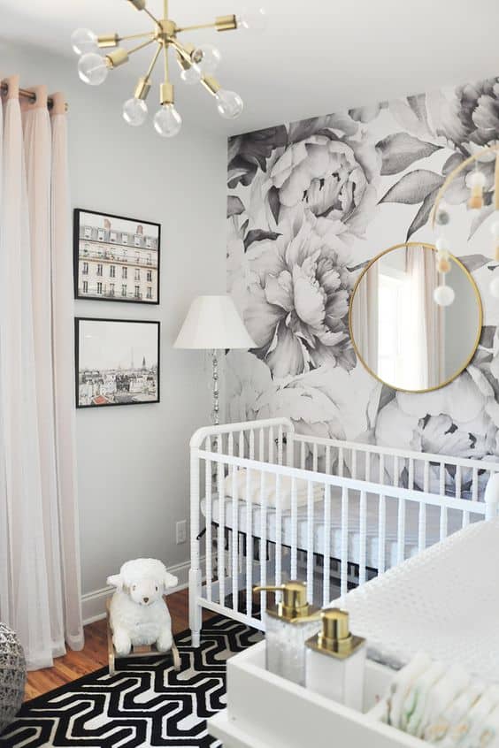 Monochrome Baby Girl Nursery Room