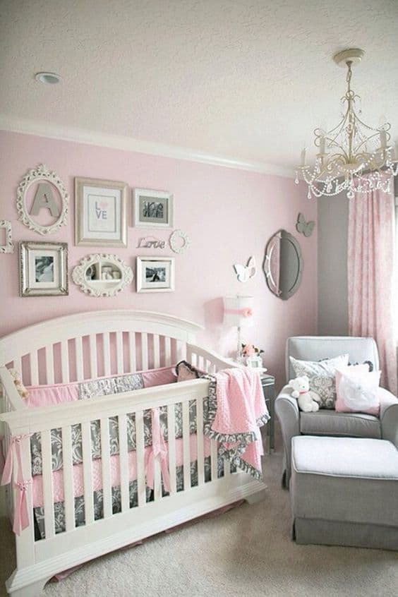 Pink And Gray Baby Girl Nursery Room Ideas