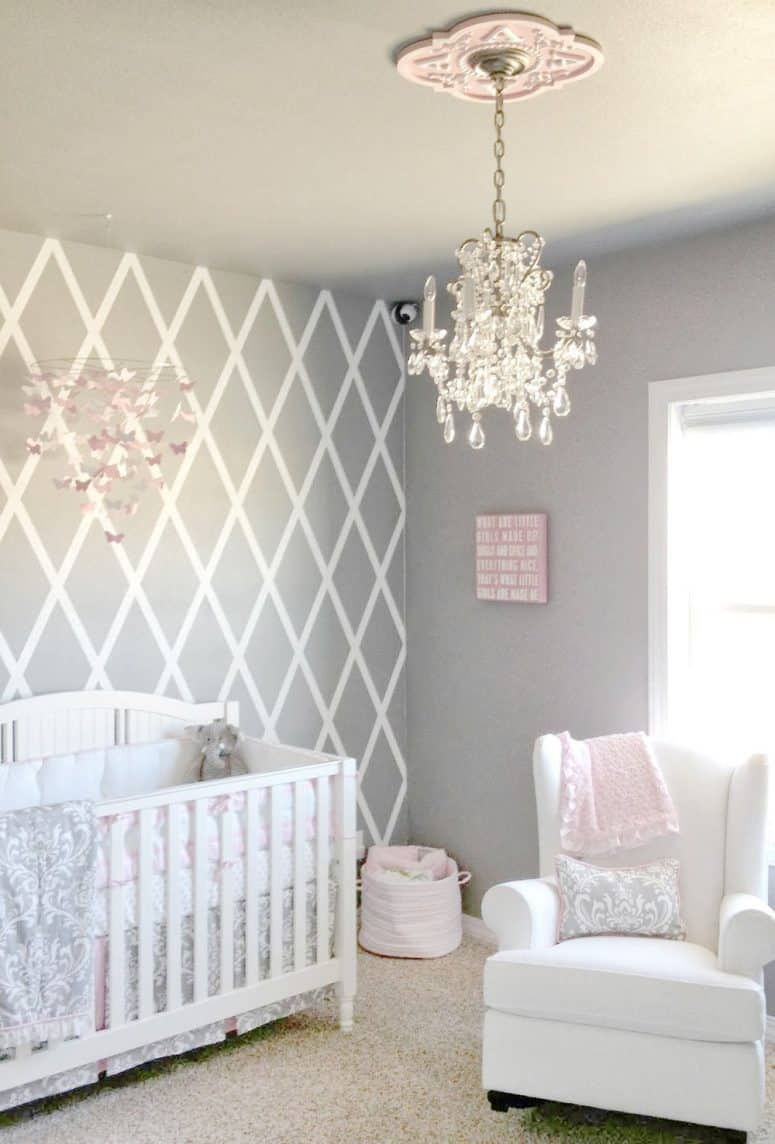 gray and white nursery decor