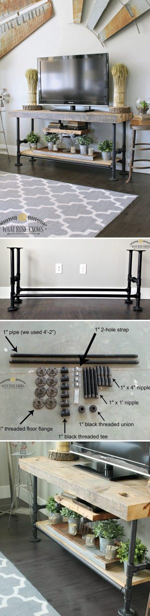 21 DIY TV Stand Ideas For Your Weekend Home Project   Modern Rustic DIY TV Stand Ideas Donpedrobrooklyn.com 15 300x1229 