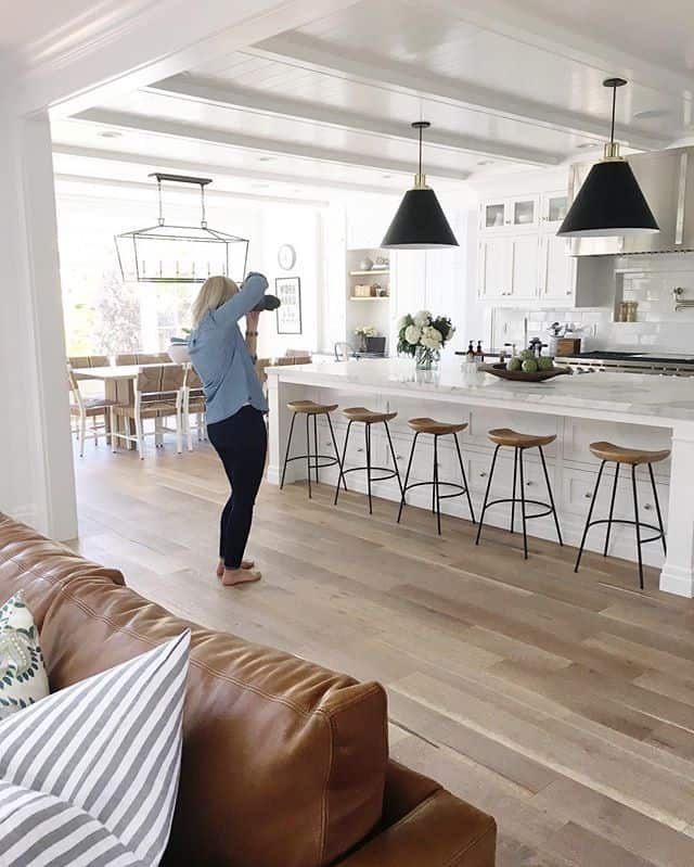 White Kitchen With Wooden Floor