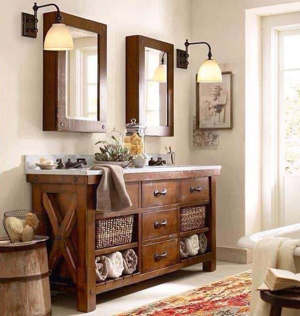 30 Rustic Bathroom Vanity Ideas That, Vintage Dressers Bathroom Vanity Ideas 2018