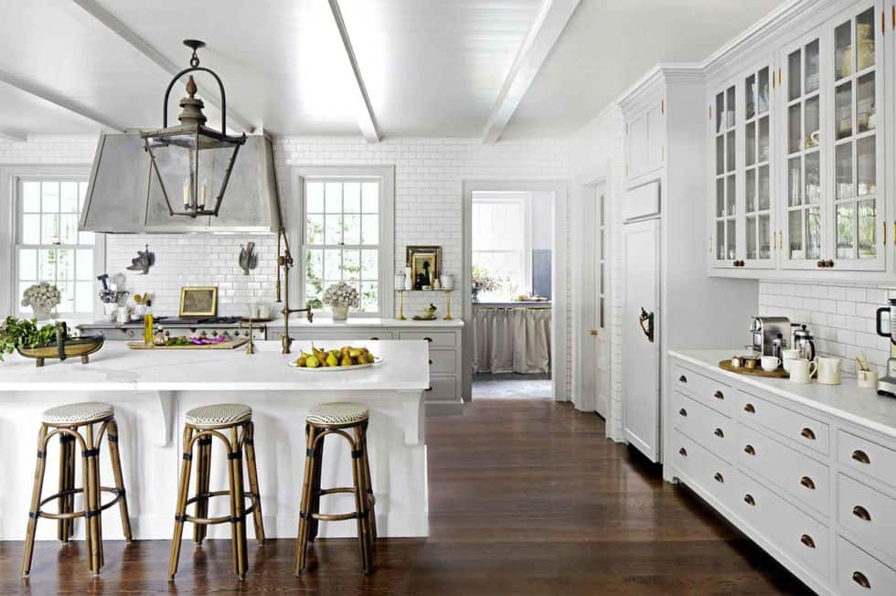 White Kitchen With Dark Floor