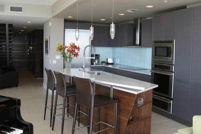 Dark Grey Kitchen Cabinets With White Countertops