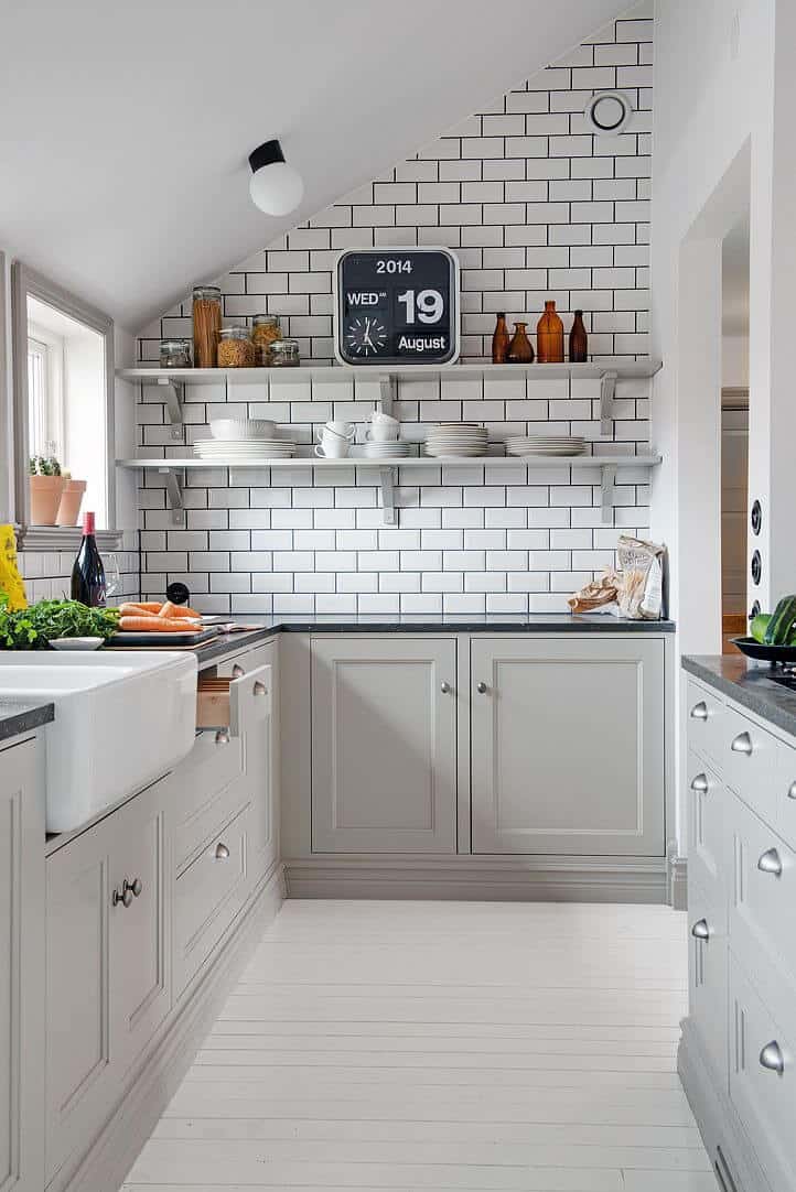 dark grey light grey kitchen