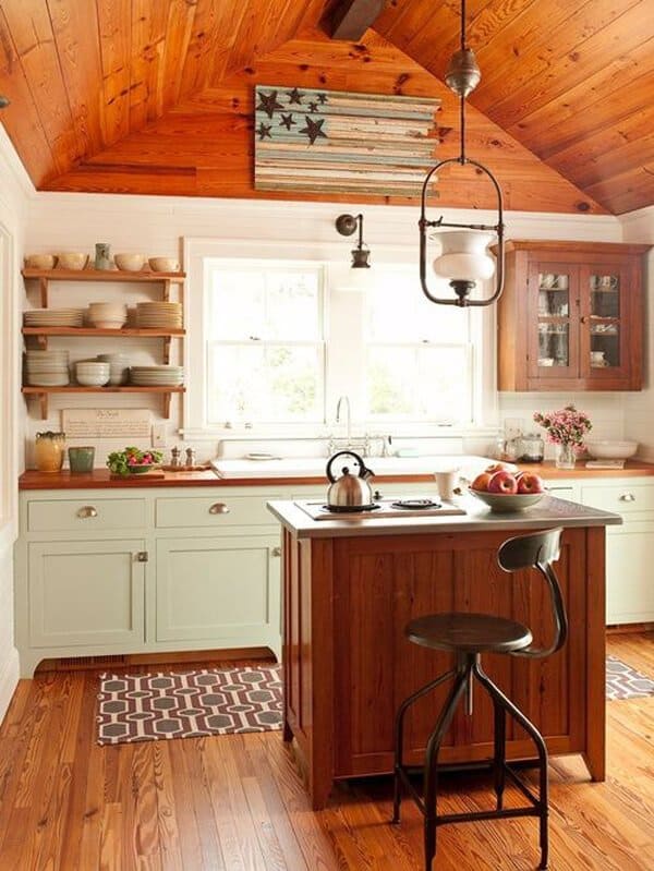 white rustic kitchen cabinets