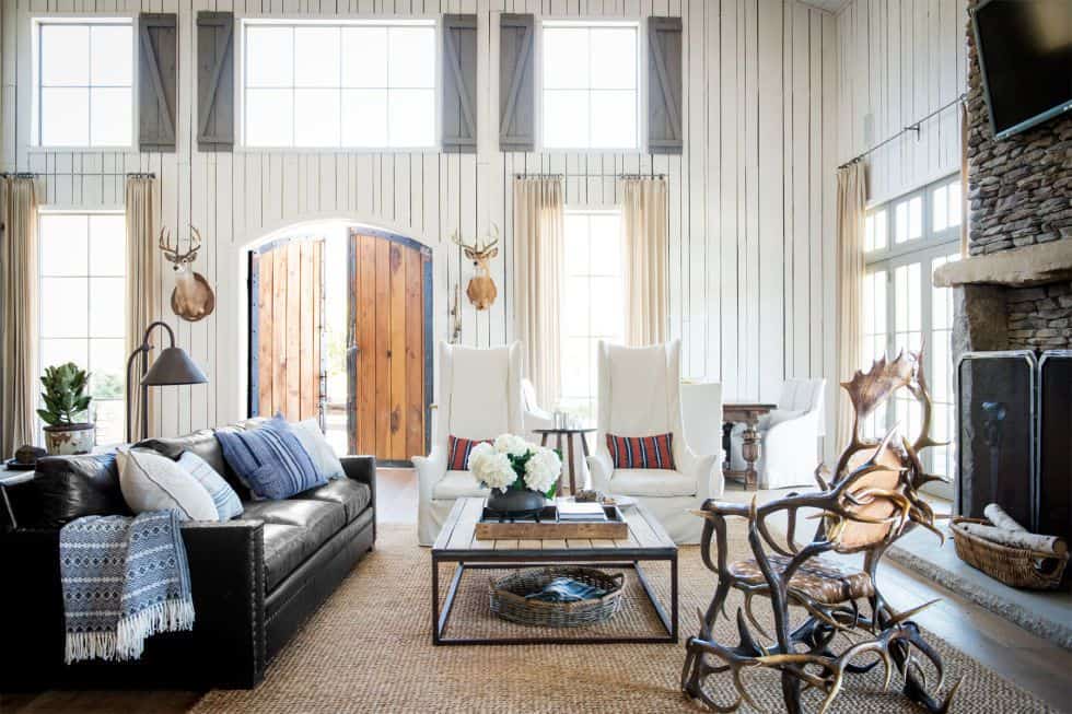 Barn Style Farmhouse Living Room With Rustic Country Touch