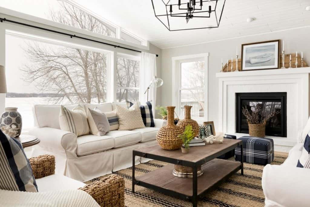 white bright farmhouse living room