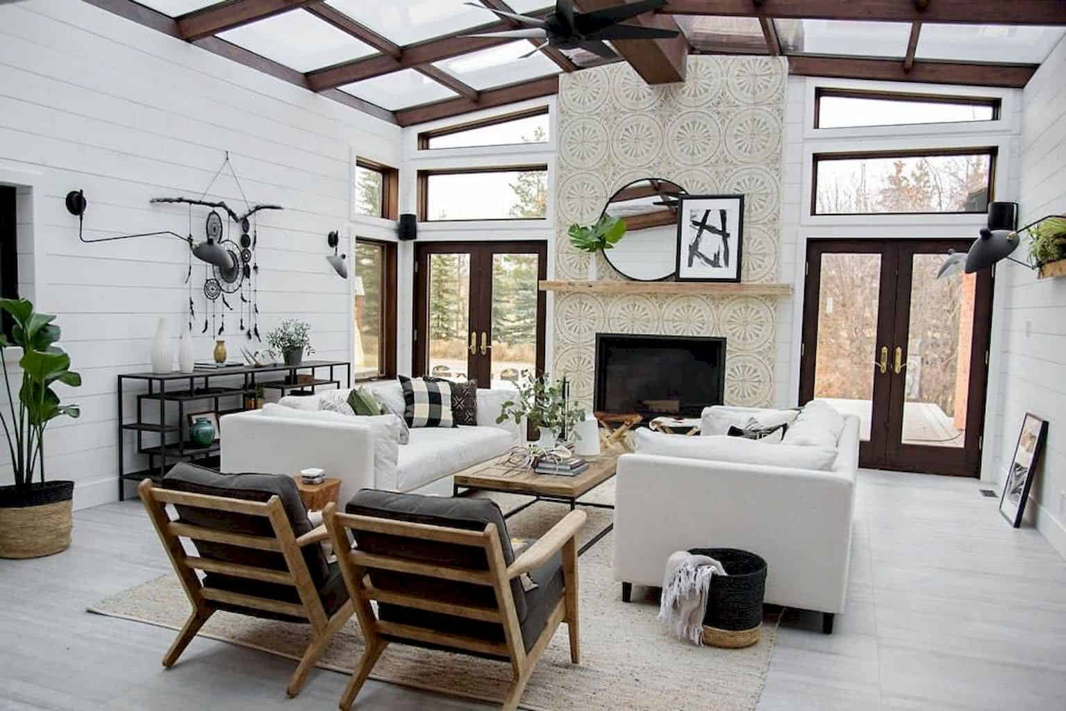 Modern Farmhouse Sunroom With A Living Room