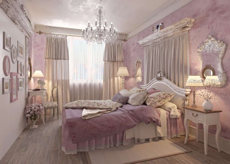 23 Most Beautiful Shabby Chic Bedroom Ideas   Anastation Shilberg Bahchevan Purple Shabby Chic Bedroom 775x554 