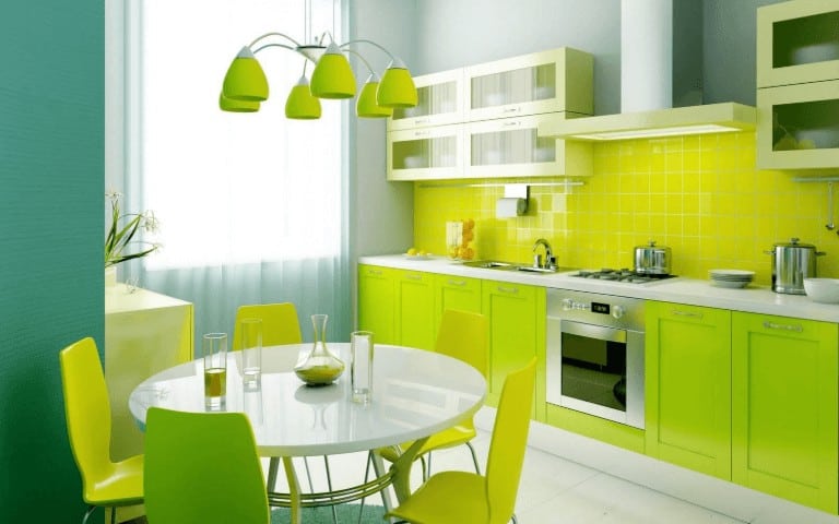 Kitchen Design And Layout Ideas With Green Kitchen Cabinet 12