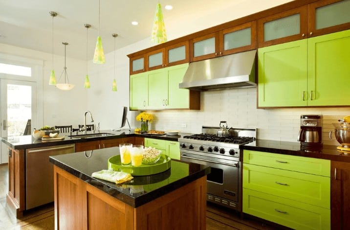 Kitchen Design And Layout Ideas With Green Kitchen Cabinet 4 1