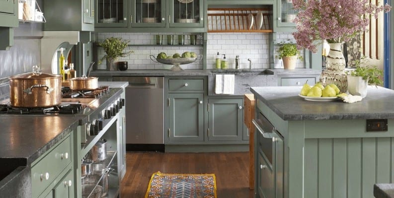 Kitchen Design And Layout Ideas With Green Kitchen Cabinet 6 1