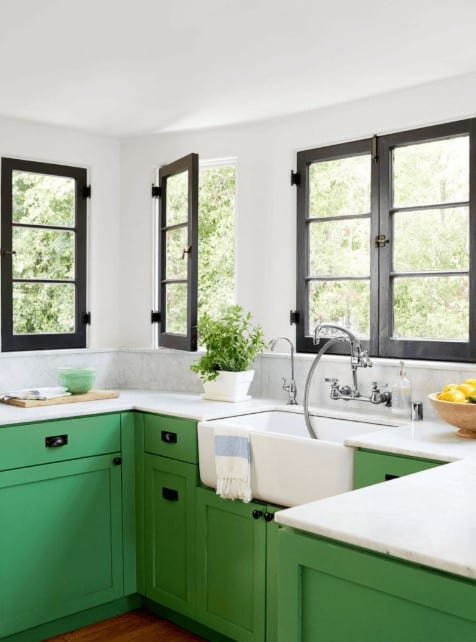 Kitchen Design And Layout Ideas With Green Kitchen Cabinet 7 1