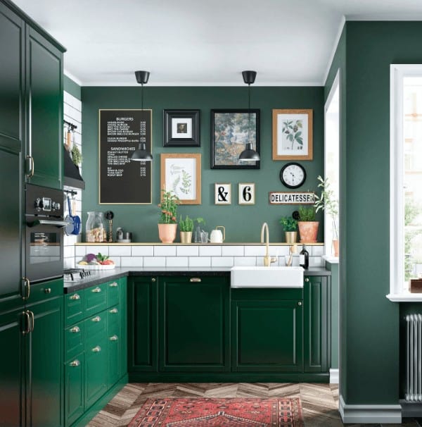 Kitchen Design And Layout Ideas With Green Kitchen Cabinet 9 1