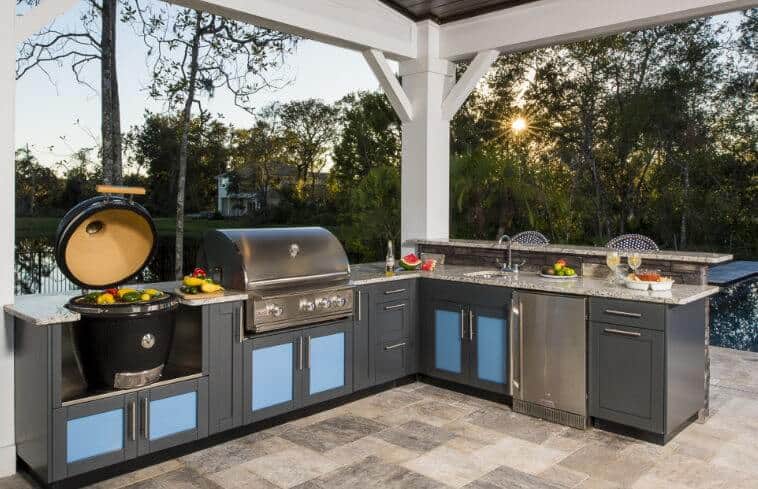 Inviting Outdoor Kitchen Design Ideas, L Shaped Outdoor Kitchen With Bar Plans