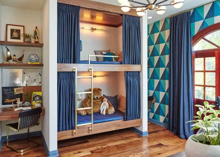 Eclectic Bunk Bed Blue And Gold From Sarah Barnard Design