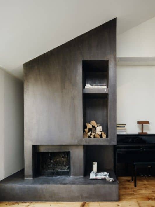 Custom Concrete Modern Fireplace