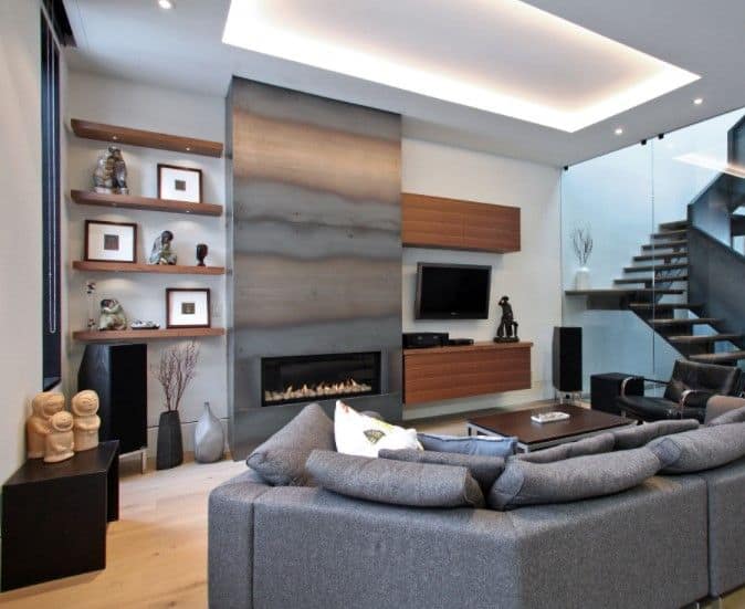 Modern Fireplace Design With Metal Cladding