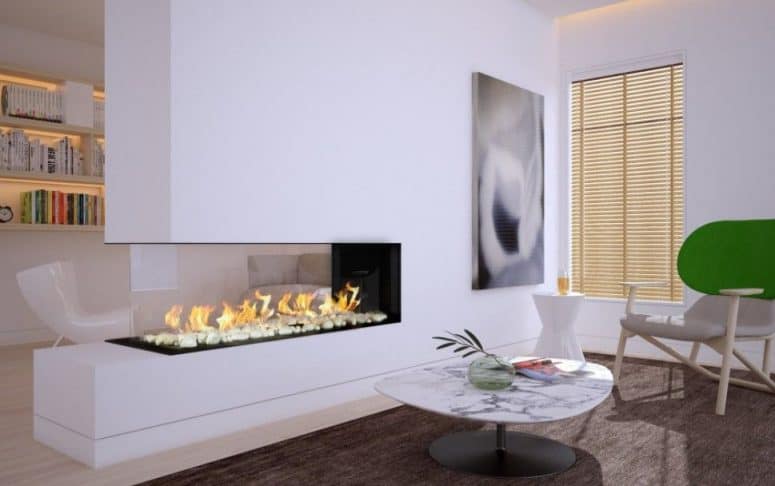 Modern Fireplace In A Glass Box