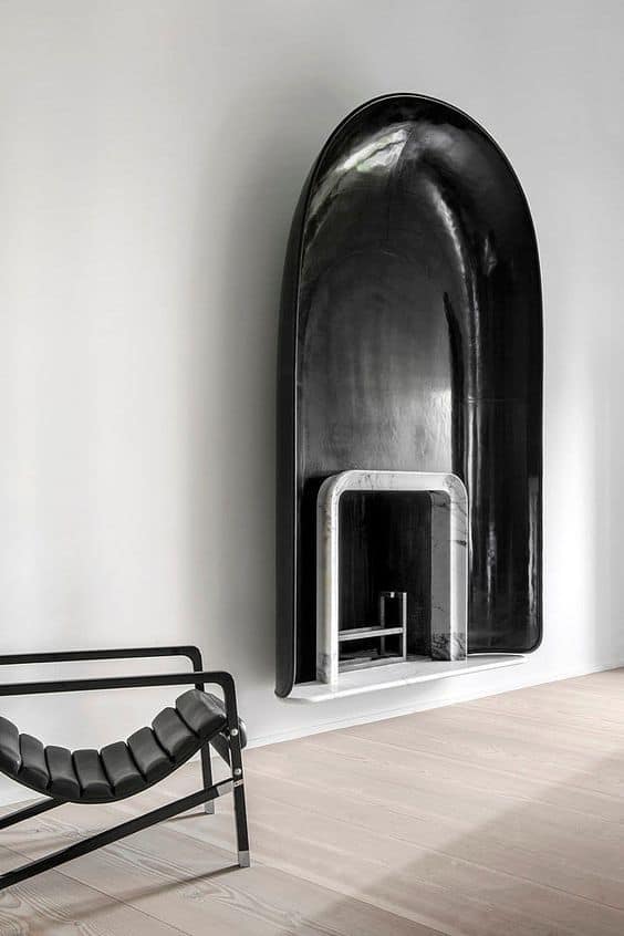 Modern Fireplace With Metal Canopy Hood