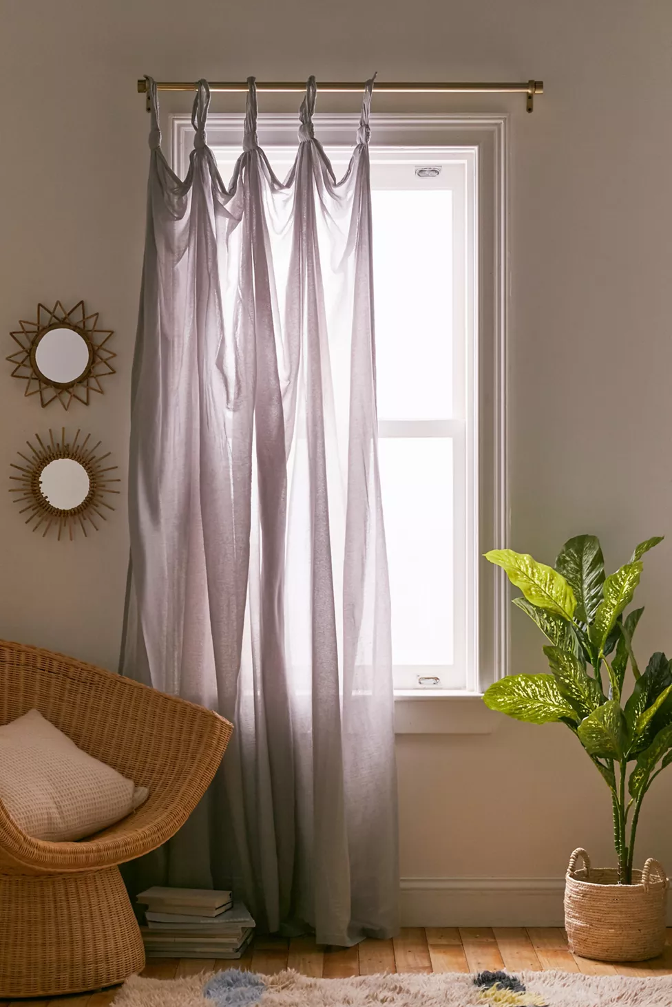 Get a Knotted Cotton Curtain in a Pastel Tone