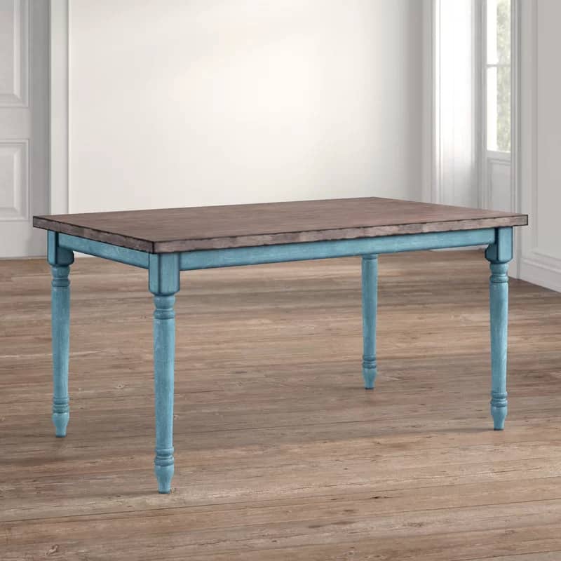Add a Splash of Color With a Teal-Legged Dining Table