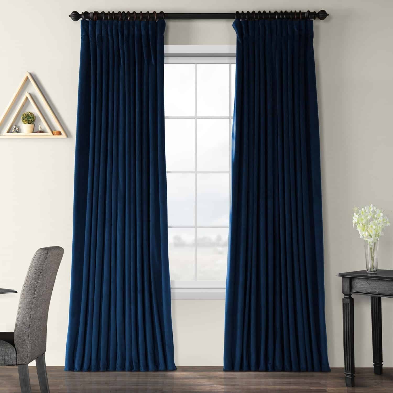 Navy Blue Curtains Match So Well With White Walls