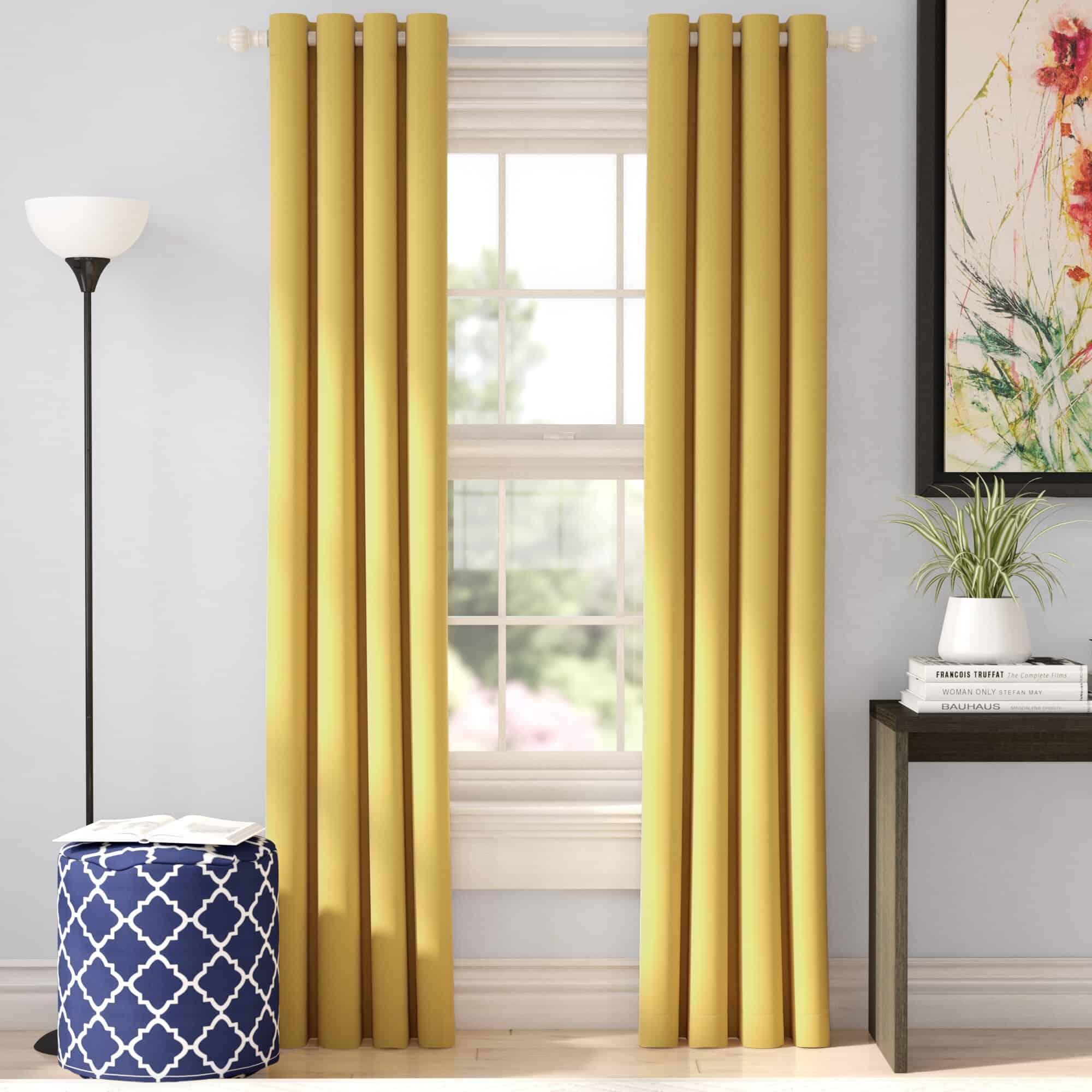 Sunny Yellow Curtains With White Walls